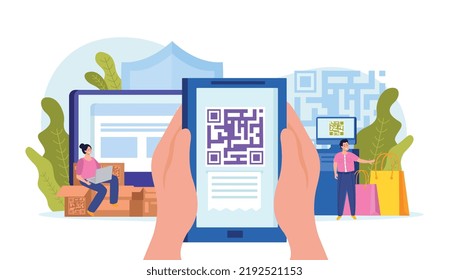 Tecnologías digitales modernas concepto de diseño plano con personas que utilizan gadgets para la compra de pagos identificación de transacciones ilustración vectorial