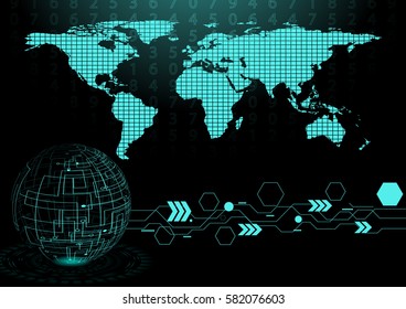 Modern digital technology with abstract world map vector illustration some Elements of this image furnished by NASA