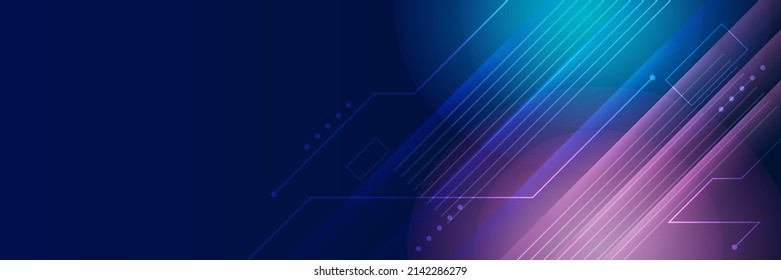 Modern Digital Technology Background. Abstract Tech Presentation Background. Colorful Purple And Blue Gradient Graphic Concept For Business, Tech, Corporate Design