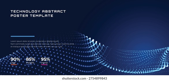 Modern Digital Technology Background With Glowing Dots. Data Lines Representing Big Data And Modern Stack Systems. Vector Illustration.