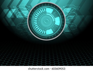 Modern digital technology circuit board withe arrows and hexagons texture