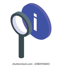 Modern digital technology concept illustration with magnifying glass icon for information search, data analysis, and research, exploring and finding knowledge online