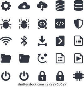 Iconos modernos de Tecnología digital y seguridad cibernética