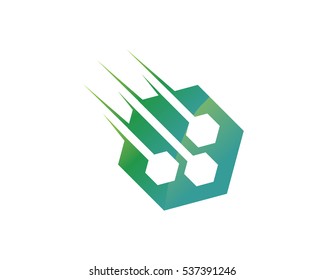 Modern Digital Technology Logo Symbol - Shooting Meteor Molecule Symbol