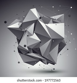 Modern digital technology style, abstract unusual cybernetic background, vector tech complicated 3d figure placed over contrast backdrop.