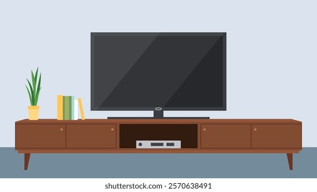 Modern Digital Television on Table in the Living Room at Home