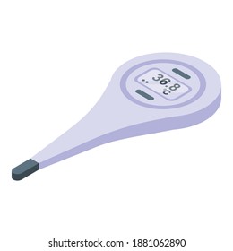 Modern digital thermometer icon. Isometric of modern digital thermometer vector icon for web design isolated on white background