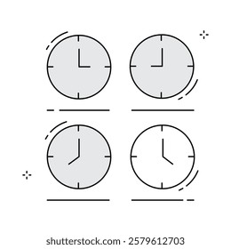 Modern Digital Timezone Clock Vector Icon Design