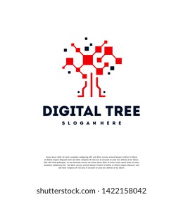 Modern Digital tree logo designs concept vector, Tech Tree Logo symbol vector