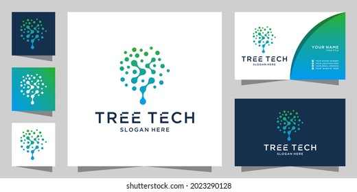 Modern digital tree logo designs concept, tech tree logo symbol