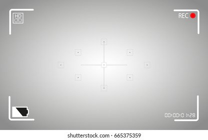 Modern digital video camera focusing screen isolated on background