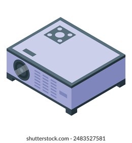 Modern digital video projector standing on a table in isometric view
