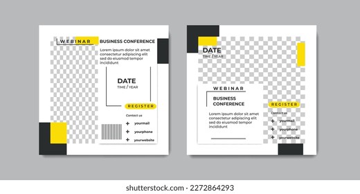 Modern digital webinar social media post templates concept design. Suitable for online marketing promotion banner, webinar, seminar, flyer, ads, etc.	