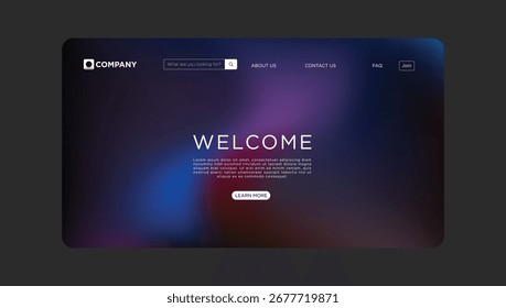 Modern digital welcome screen with gradient background and search bar for dynamic web design.