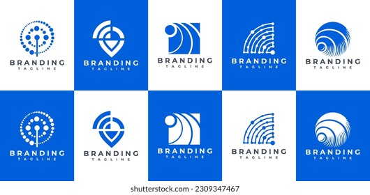 Modern digital wifi connection logo design. Technology wifi wireless logo brand.