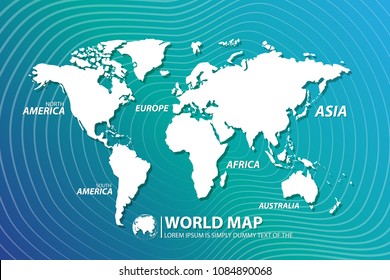 Modern Digital World  Map Globalization Concept. Vector Illustration