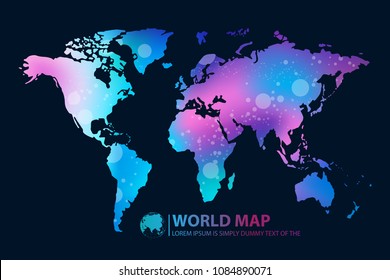 Modern Digital World  Map Globalization Concept. Vector Illustration