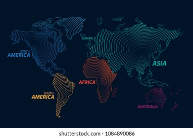 Modern Digital World  Map Globalization Concept. Vector Illustration