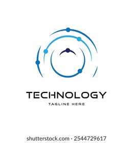 Modelo moderno de design de logotipo de tecnologia digital de armas.