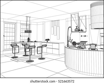 Modern Dining Room Vector 04