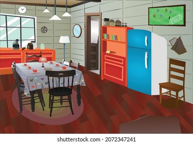 Modern dining room vector City room interior illustration