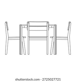 Conjunto de jantar moderno com quatro cadeiras, com linhas limpas, proporções equilibradas e design minimalista para interiores funcionais da sala de jantar.