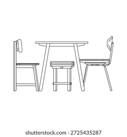 Modernes Esszimmer mit vier Stühlen, mit klaren Linien, ausgewogenen Proportionen und minimalistischem Design für funktionale Speisesaal Innenräume.