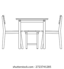 Moderno juego de comedor con dos sillas y dos taburetes, con asientos mixtos, líneas limpias y proporciones equilibradas para interiores flexibles de comedor.