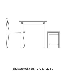 Moderno juego de comedor con dos sillas y dos taburetes, con asientos mixtos, líneas limpias y proporciones equilibradas para un comedor flexible o interiores de comedor informales.