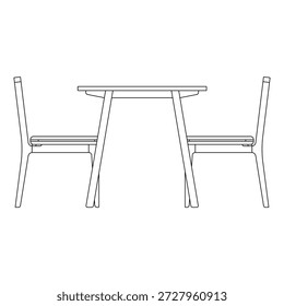Moderno juego de comedor con dos sillas y un banco, con asientos mixtos, líneas limpias y proporciones equilibradas para interiores de comedor contemporáneos minimalistas.
