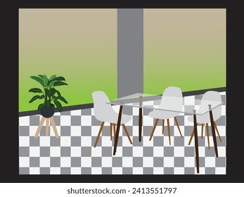 Modern Dining Table vector Design and beautiful design and flat isolation and black background.