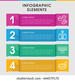 Modern dinner infographic template. infographic design with dinner icons includes porridge, reserved. can be used for presentation, diagram, annual report, web design.