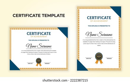 Modern diploma and award certificate design for print