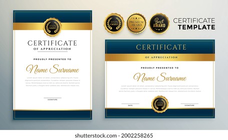 modern diploma certificate multipurpose template in golden color