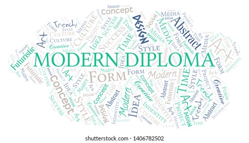 Modern Diploma word cloud. Wordcloud made with text only.
