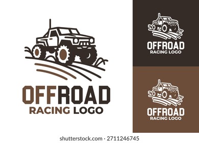 Un moderno logotipo offroad a pista de suciedad diseñado para ligas de carreras, talleres de automoción e identidad deportiva al aire libre con un estilo agresivo y limpio.