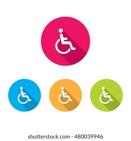 Modern Disabled Person Icon With Long Shadow