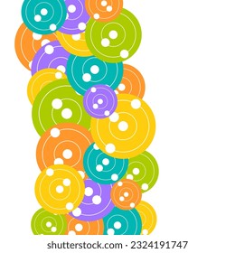 modern disc symbol vertical pattern border isolated on white background. vector abstract.