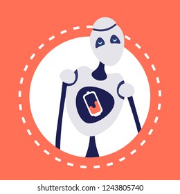 modern discharged robot avatar bot helper artificial intelligence concept portrait round frame flat