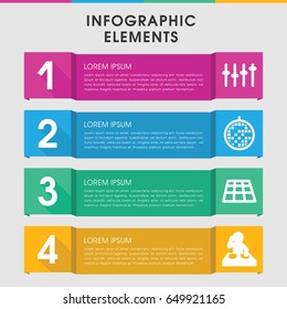 Modern disco infographic template. infographic design with disco icons includes equalizer, disco ball. can be used for presentation, diagram, annual report, web design.