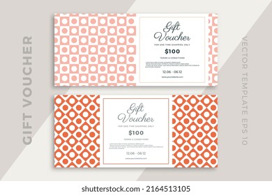Modern discount coupon or certificate template with artistic geometric pattern. Trendy creative gift card mockup. Clean and simple vector editable background with sample text. EPS10
