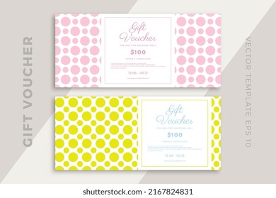 Modern discount coupon or certificate template with artistic geometric pattern. Elegant creative gift card mockup. Clean and simple vector editable background with sample text. EPS10