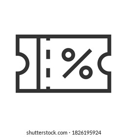 Modern discount voucher/coupon outline icon design. Editable stroke on white background for web and ui design.