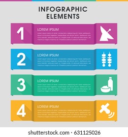 Modern dish infographic template. infographic design with dish icons includes satellite, drink and food. can be used for presentation, diagram, annual report, web design.