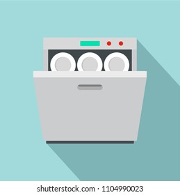 Modern dishwasher icon. Flat illustration of modern dishwasher vector icon for web design