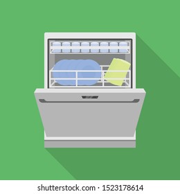 Modern dishwasher icon. Flat illustration of modern dishwasher vector icon for web design