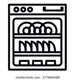 Modern dishwasher icon. Outline modern dishwasher vector icon for web design isolated on white background