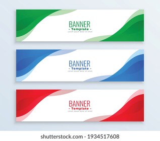 modern display banners set in three colors