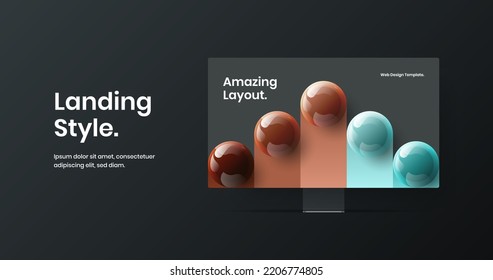 Modern display mockup site template. Premium web project design vector concept.