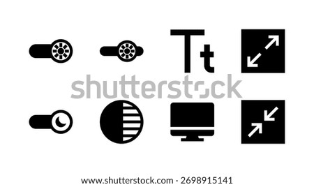Modern Display and Theme Icon Set - Light Dark Mode Brightness and Screen Elements